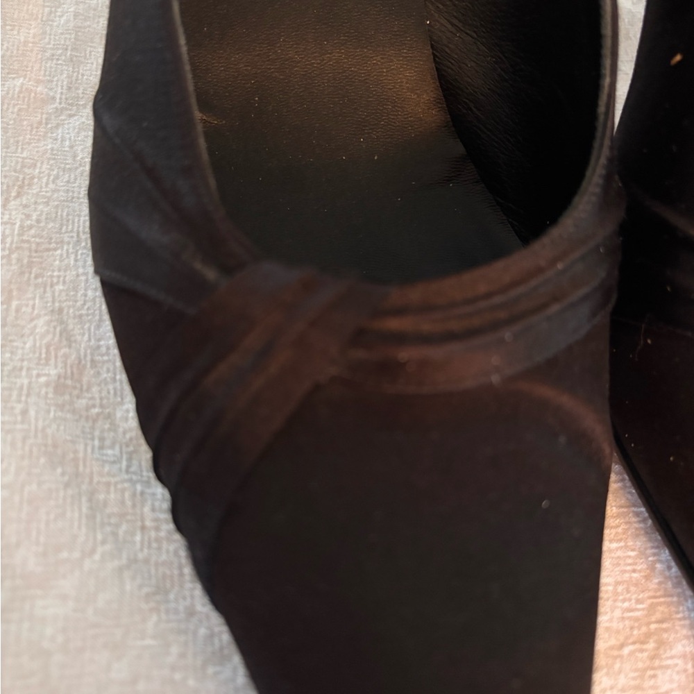 Silvia Fiorentina Black Satin Pointed Toe Heels SZ 11 Old Money - Picture 8 of 9